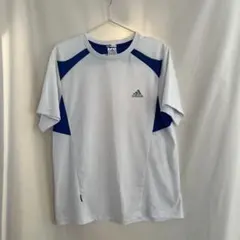 adidas アディダス CLIMALITE 半袖 Tシャツ 白×青 L