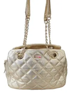 美品 kate spade ケイトスペード キルティングショルダー ゴールド