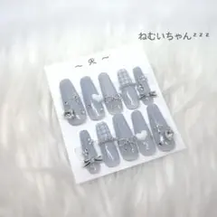 No.8 ネイルチップ 水色 ブルー 韓国 量産型 フレンチガーリー ワンホン