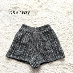 L2【ワンウェイ】ショートパンツ　ツイード　黒　M モノトーン　シック　お洒落