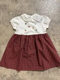 ファミリア familiar ワンピース 赤 チェック 90cm