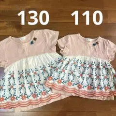 おそろいトップス　110 130 ドッキング　リブTシャツのサムネイル