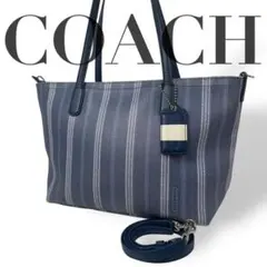 良品 4911 COACH コーチ 2way トートバッグ PVC ブルー