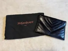 イヴサンローラン ヴィンテージ　レザー　クラッチバッグ ブラック　黒