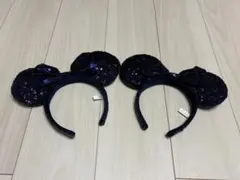 スパンコールカチューシャ ネイビー ミニーセット