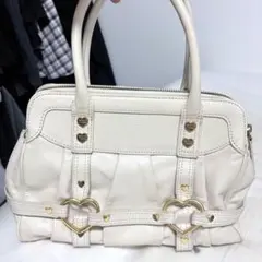 ANNA SUI アナスイ ホワイト レザー トートバッグ 編み込みデザイン 