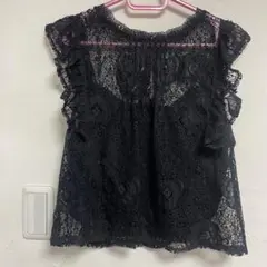 美品　ZARA ブラック レース ノースリーブ トップス キャミソール セット
