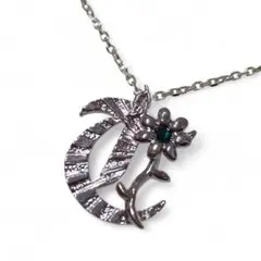 ​【美品】TTT_MSW フラワーイニシャルネックレス シルバー ティー