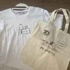 【未使用】スヌーピー SNOOPY PEANUTS Tシャツとエコバッグ