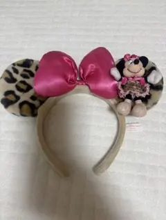 ミニーマウス ヒョウ柄カチューシャ ぬいぐるみ付き