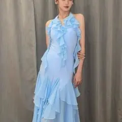 【新品未使用】社交ダンス練習着 トップス 水色 ブルー Mサイズ