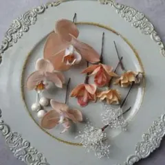 ＊お得なset＊ベージュオレンジのヘアパーツset 髪飾り　結婚式　花飾り