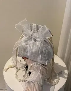 リボン付き巾着ショルダーバッグ