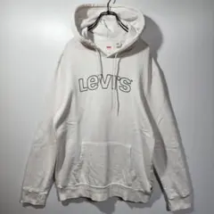Levi's　フーディー　パーカー　M　ビッグロゴ　ホワイト　古着コーデ