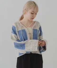 【お値下げ中！】クロシェニットカーディガン　Kastane