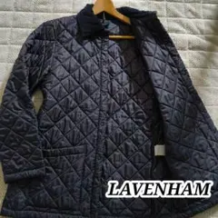ラベンハム キルティングジャケット 襟コーデュロイ ネイビー 36