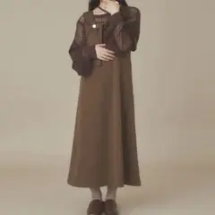 リバーシブルAラインジャンパースカート　moi tytto ブラウン　ワンピース