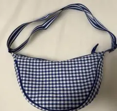 UNIQLOミニラウンドショルダーバッグ ユニクロギンガムチェックブルー