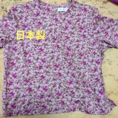 日本製/訳あり里麻花柄 五分袖トップスLサイズ