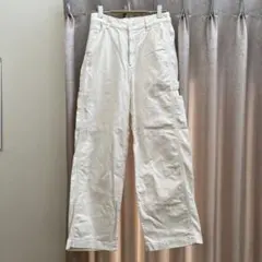 UNIQLOホワイト カーゴパンツ サイドポケット付きMサイズ　ウエストゴム
