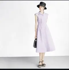 Rene ルネ ノースリーブ シャツワンピース ストライプ グレー1度着用