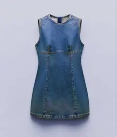 未使用デニム ノースリーブ ミニワンピース