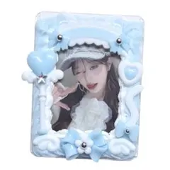 1137♡ ホイップデコ　水色　ライトブルー　ねこ耳メイド　ハート 魔法ステッキ