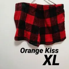 美品✨Orange Kiss【XL】フリース　チェック ショートパンツ　赤黒