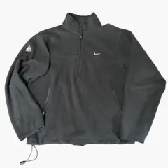 90s NIKE ACG フリース ハーフジップ 黒 M 刺繍ロゴ ヴィンテージ