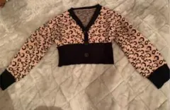 ヒョウ柄　ニット　カーディガン　ショート丈