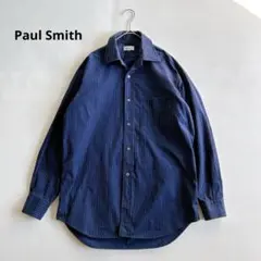 Paul Smith ポールスミス　ストライプ長袖シャツ　ネイビー　メンズ　M
