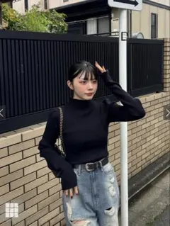 GRL サムホール付きロングスリーブニットトップス［K9206d］