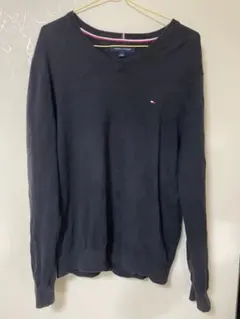 TOMMY HILFIGER ブラック Vネックニット L