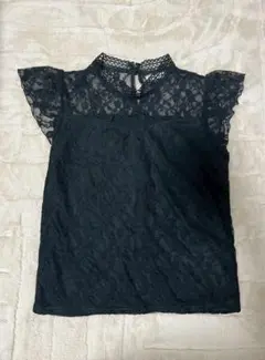 レースフリル袖ノースリーブトップス