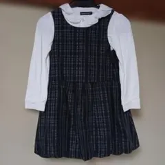 チェック柄ドレス•ホワイトブラウスセット