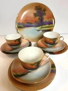 オールドノリタケ　ピーナッツ柄　M-nippon　飾り皿　里帰り美品　アールデコ オールドノリタケ ピーナッツ柄 M-nippon 飾り皿 里帰り美品