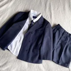 【美品】ピノチオ フォーマルスーツ 110 4点セット ネイビー ウール混紡