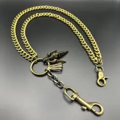 2連 ウォレットチェーン 爪 キーホルダー レトロ ストリート 古着 wr005