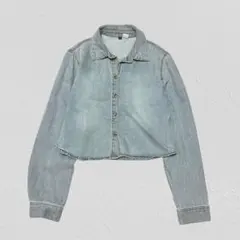 DIVIDED ディバイデッド♡ショート丈デニムシャツ　ライトブルー　Sのサムネイル