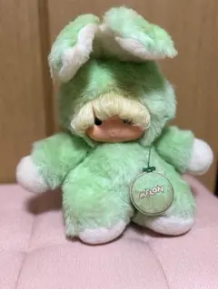 昭和レトロ まごころの人形 メロン うさぎ ぬいぐるみ マスコット 
