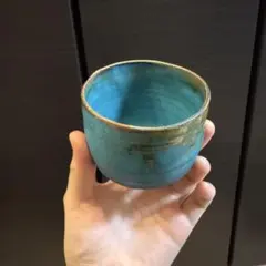 青色陶器 カップ　二つセット