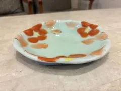 斉山窯　赤い花　プレート