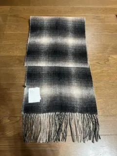 ウール100% グラデーションチェックマフラー