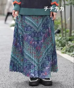 【チチカカ】ヴィンテージフラワープリーツスカート　大きいサイズのサムネイル