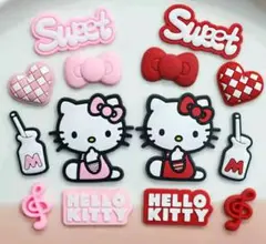 ハローキティ❤️クロックスジビッツ シューズチャーム ピンク レッド14点セット