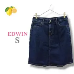 5『エドウィン』タイト デニムミニスカート【S】台形 ブルー ギャル ポケット