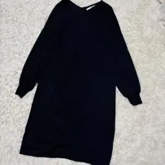 8 カリーナルーチェ 3Lサイズ ニットワンピース ロング丈 ネイビー