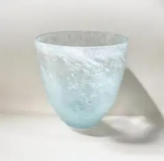 気泡ガラス 花瓶 フラワーベース 水色 ガラス インテリア ナチュラル 北欧風