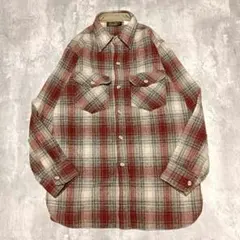 Eddie Bauer 黒タグ前期 オンブレチェック ウールシャツ サイズXL