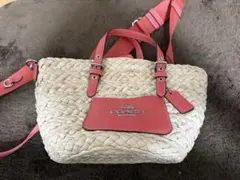 COACH コーチ ティーローズ かごバッグ ストロートートバッグ ピンク